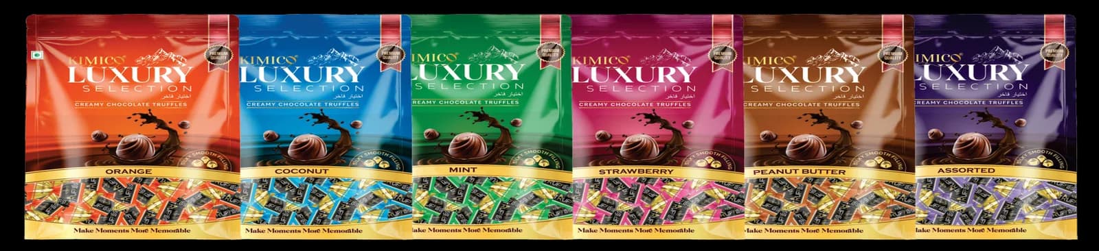 Kimico Luxury Selection pouches in six colours
